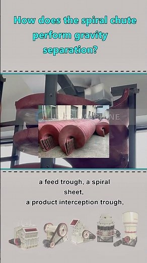 How does the spiral chute perform gravity separation?