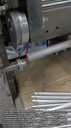 High Speed Industrial Machine Cutting Cylindrical Metal Rods with Automated Precision