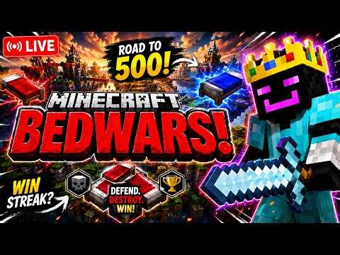 Minecraft LIVE 🔴 Hypixel Bedwars Grind 😈 | Clutches, PvP & Team Wipes | Road to 500 | #111