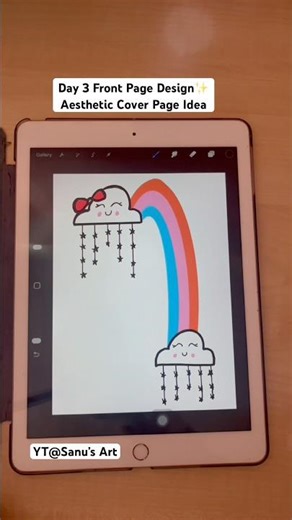 Day 3 Easy Front Page Design | Aesthetic School Project Cover #shorts