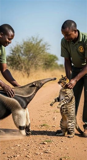 Unexpected Attack: Anteater Clings to Cat in Sudden Backyard Surprise #Animals #FunnyPets #Viral