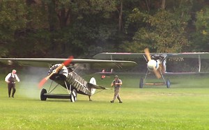 Fokker D.VIII和Albatros D.Va在莱茵贝克上空飞行表演，