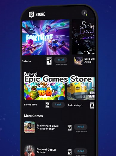 ดาวน์โหลดเกมฟรีบนมือถือจาก Epic Games Store
