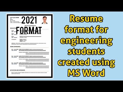 Resume format for engineering students | Perfect resume for BE BTech graduates created using MS word