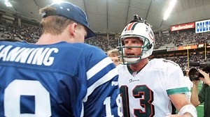 2.5M views · 11K reactions | Dan Marino on one side. Peyton Manning on the other. This meeting between the Miami Dolphins and Indianapolis Colts was a good one. (Oct. 10, 1999) #MIAvsIND: Sunday at 4:05pm ET on CBS | NFL Throwback | Facebook