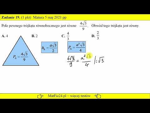 Wzór na pole trójkąta równobocznego - Matura podstawowa z matematyki - Maj 2021 | Matfiz24.pl