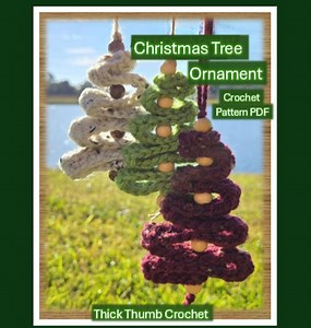 Christmas Tree Ornament Crochet Pattern With Beads, Crochet Your Own Farmhouse Style Decorations - Etsy