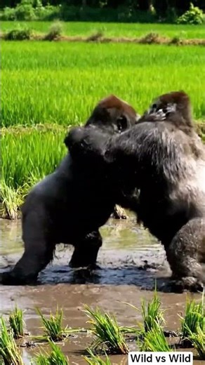 Gorilla fight with each other!!!🦍🦍🦍