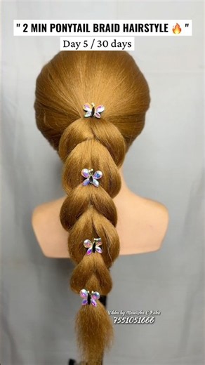 Day 5/30 Days Hairstyle Challenge | Easy Bubble Ponytail Tutorial ✨ #shorts #hairtutorial #ponytail