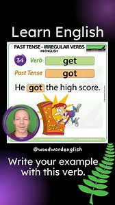 The past tense of GET is GOT. ✅ 🇬🇧 UK: /ɡɒt/ 🇺🇸 US: /ɡɑːt/ 🗣️You can hear the pronunciation of GOT in the video. Example sentences: 🌿 He got the high score. 🌿 I got lost on my way to the museum. Complete English lesson here: https://www.grammar.cl/verbs/past-tense-of-get.htm #LearnEnglish #ESOL #IrregularVerbs #PastTense #SpeakEnglish #inglés #WoodwardEnglish | Woodward English