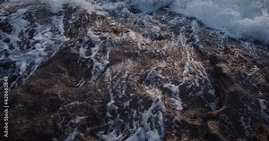 Rocky Pacific Northwest Coastline along puget sound near Seattle Washington with views of San Juan Islands