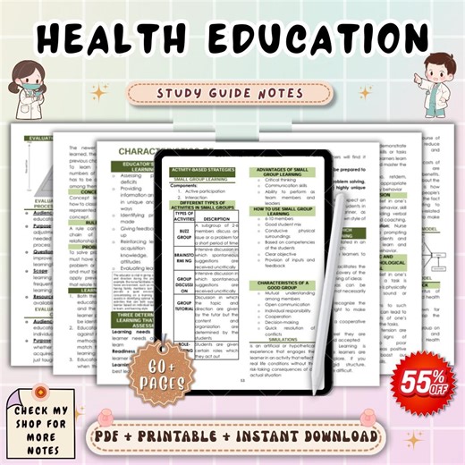 Health Education Notes | Nursing Study Guide | Nursing School Notes | Medical Study Notes | Nursing Notes PDF Digital Download - Etsy