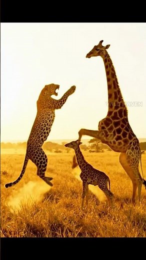 Mother Giraffe’s Brave Fight — Leopard Defeated While Protecting Her Calf! #animals #survival
