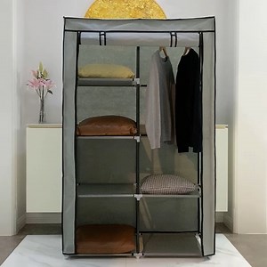 Portable Clothes Closet Wardrobe with Non-Woven Fabric and Hanging Rod