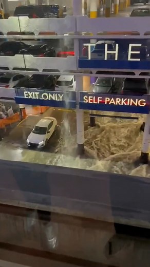 FLOOD... CONTROL? With well-sited real estate at a premium in urban locations, improvisation and adaptation are required when it comes to extreme weather. The LINQ Hotel / Casino in Las Vegas, NV was built overtop of a natural wash and intentionally engineered to let stormwater flow through the bottom level of the parking garage. It won't happen often in the desert climate, but it certainly did last Friday! | Brandon Butcher