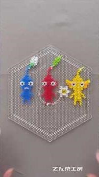 三原色ピクミンを作る #アイロンビーズ #perlerbeads #nanobeads #ナノビーズ #pikmin #ピクミン