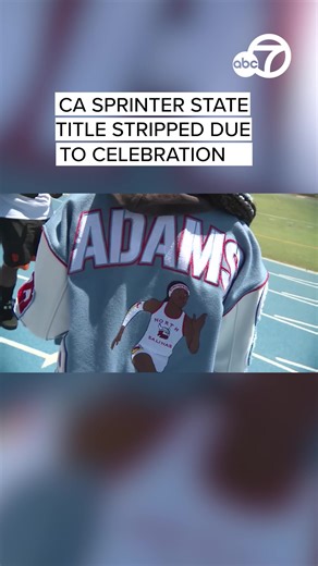A 16-year-old sprinter from Salinas had her CIF State Championship stripped due to her post-race celebration involving a fire extinguisher. After winning the 400-meter event with a time of 53.24 seconds, Adams celebrated by grabbing a fire extinguisher from her coach and father to extinguish her spikes. Now, despite being the fastest 400-meter runner in the state, Adams returns home without a medal. | ABC7 News