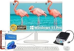 HP 2025 All-in-One Desktop Computer - Intel Celeron J4025 Processor • 21.5'' FHD Display • Free External CD/DVD Drive • Microsoft Office Lifetime • 32GB RAM • 1TB SSD • Wi-Fi 6 • Win 11 Pro • White