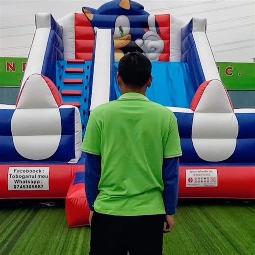 Chinee inflatable on Instagram: "Sonic-themed inflatable slide - perfect for rental"