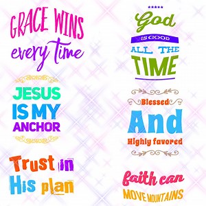 Christian Quotes Bundle | PNG Religious Sayings for Sublimation | Faith Can Move Mountains, Jesus is My Anchor - Etsy