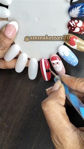 Red, white & festive — Santa Nail Art Design ❤️🤍💅”