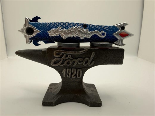The Blue Stiletto With 3D Dragon Spring Assisted Pocketknife #5080 - Etsy