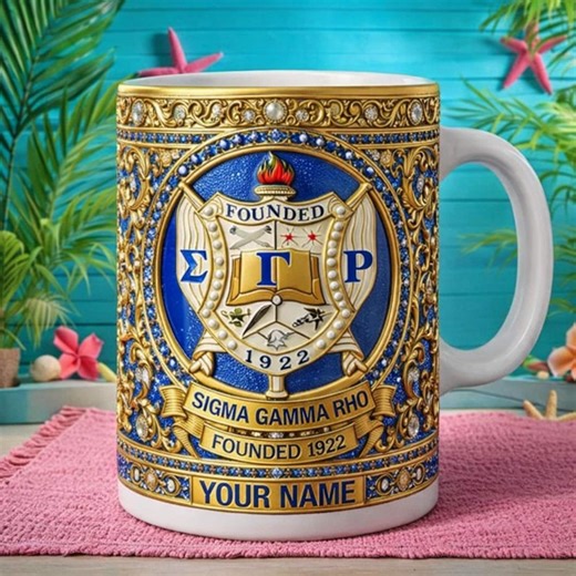 Personalized Sigma Gamma Rho Mug, Custom Sgrho Sorority Coffee Cup With Name, Blue Gold Greek Mug, Sigma Gamma Rho Gift - Etsy