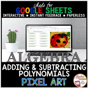 Google Sheets Digital Pixel Art Math Adding and Subtracting Polynomials