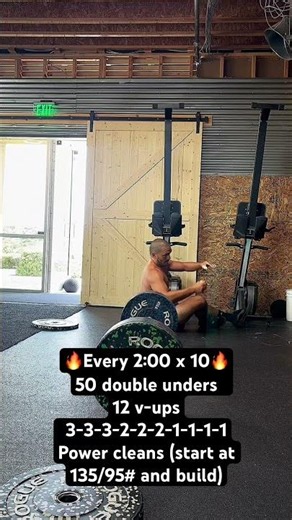 Double Unders Into V-Ups Into Power Cleans #crossfit #challenge