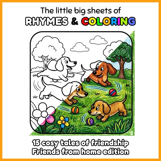 Dog Cat Coloring Pages With Rhymes, Kids Activity Sheets (digital Download) - Etsy
