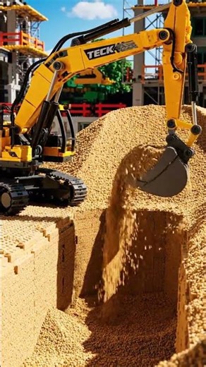 Deep Foundation Trench: Heavy Lego Excavator in Action