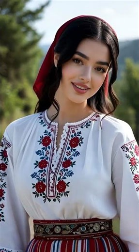 Young beautiful Serbian woman in the national costume of the Serbian people #serbia
