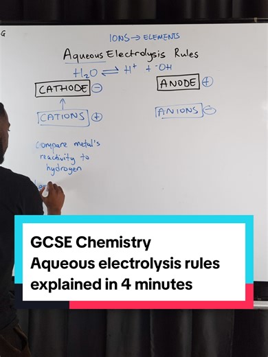 GCSE Chemistry - Aqueous electrolysis rules explained in 4 minutes #mannydoeschemistry #gcses #chemistry #erc #myedspace