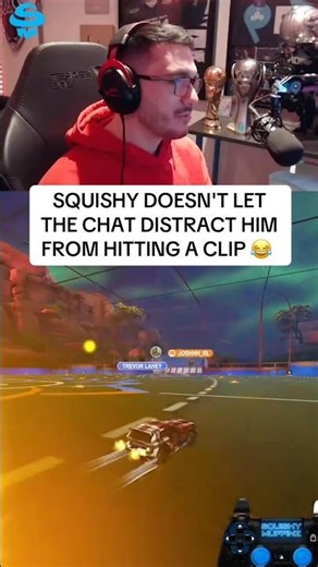 SQUISHY DOESN'T LET THE CHAT DISTRACT HIM FROM HITTING A CLIP 😂 #squishymuffinz #rocketleague