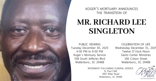Koger’s Mortuary Celebrates the Life of Mr. Richard Lee Singleton ❤️ https://www.kogersmortuarycares.com/obituary/Richard-Singleton | Koger's Mortuary Service
