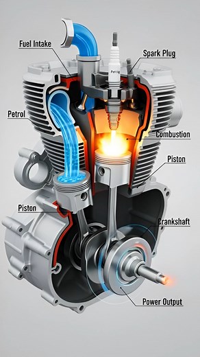 1.4M views · 10K reactions | How a Petrol Bike Gets Its Real Power! ⛽ #PetrolEngine #BikePowerExplained #HowEnginesWork #MotorcycleScience | Snap Study | Facebook