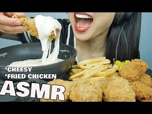 ASMR KFC FRIED CHICKEN + MOZZARELLA CHEESE SAUCE (CRUNCHY EATING SOUNDS) | SAS-ASMR