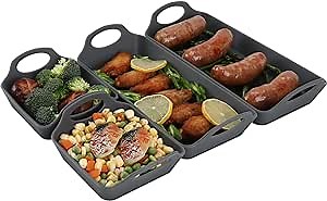 Silicone Baking Sheet Pan Dividers,Sturdy Heatproof Handles Nonstick Tray,Cooking Reimagined,Reusable Bakeware Set for Meal Prep,Easy to Clean,Air Fryer,Oven Safe