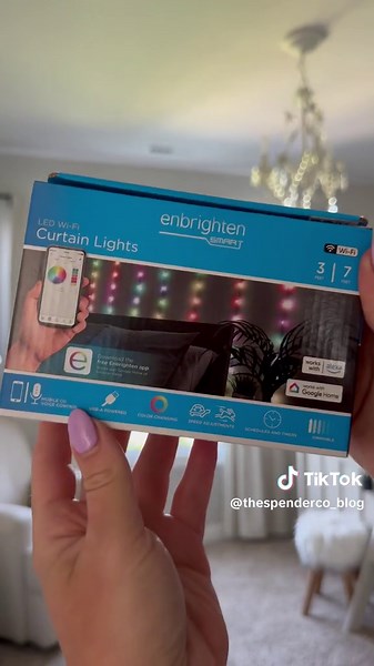 @enbrightenbrand Wi-Fi Curtain Lights add fun to any space! The 3ft x 7ft curtain lights are easy to hang from curtain rods, door frames, nails and more with the built in hooks. There is a 13ft. USB-A power cord that plugs into any 5V, 1A minimum port or adapter (not included). Use the EnBrighten App to bundle control multiple strands using over 60 colors, 12 effects, and 18 modes, creating the perfect mood for your space. The Wi-Fi Curtain Lights can be used indoors or outdoors. Order yours usi