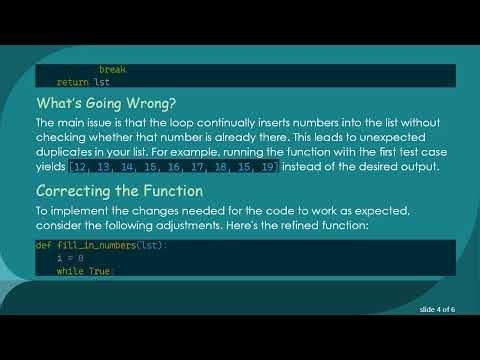 Fixing the fill_in_numbers Function: Adding Missing Numbers in a Sorted List