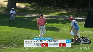 What a shot 💥 Michael Thompson holes out for eagle at the par-5 1st. Watch live coverage of the BMW Championship now on GOLF and streaming. | Golf Channel