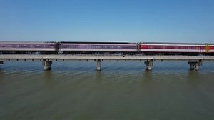 Thailand's 'floating train' a big hit as dam waters rise