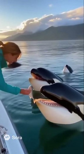 😱 Woman Hand-Feeds an Entire Orca Pod | UNBELIEVABLE Gentle Giants 🐋