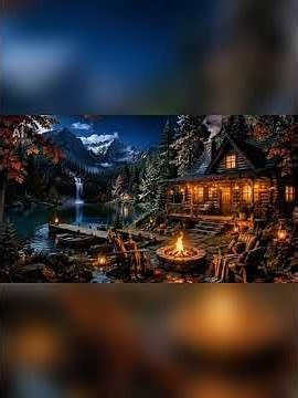 🍂🎷 Cozy Fall Ambience | Slow Jazz Music at a Lakeside Cabin 🏡🔥