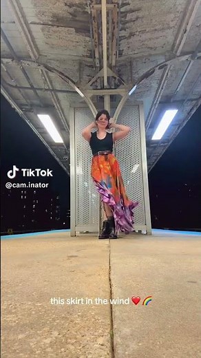 Long Multi Coloured skirt in the wind