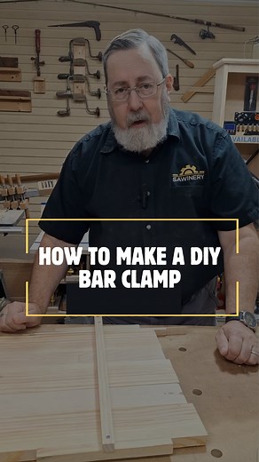Sawinery Woodworking on Instagram: "Need a Bar Clamp? Make One Yourself with This Easy Guide! Why buy a bar clamp when you can easily make one using scraps from your workshop? Here’s how I did it: Take a sturdy stick as the base. Attach a crosspiece to one end with a screw—leave it just loose enough so it can slide for adjustment. Place this setup on top of the board you want to clamp. At the other end of the stick, add another crosspiece and secure it with a screw to hold the pieces in place. F