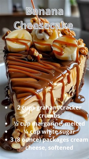 16K views · 544 reactions | Banana Cheesecake with Caramel Sauce...
