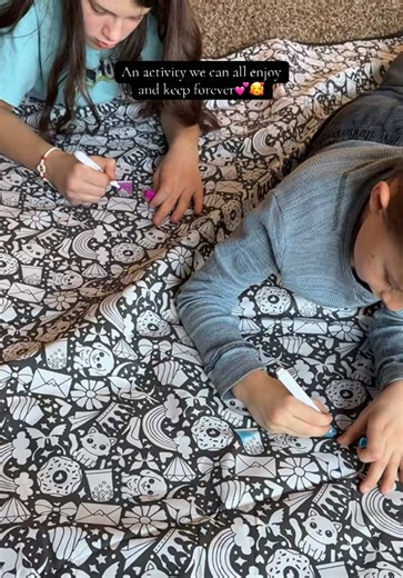 A coloring blanket 😱 my kids love coloring and this way we can all color together. #kidsactivities #familyactivities #coloring #coloringbook #tiktokshopcreatorpicks