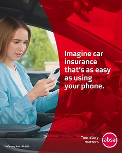 Car insurance that’s as easy as using your phone with Absa. Insure your car in under 5 minutes. Ts&Cs apply. #YourStoryMatters | Absa South Africa