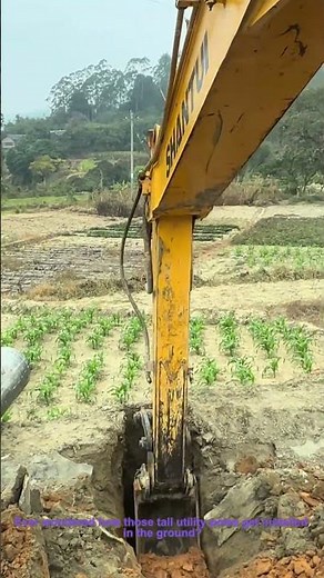 How to Set Up a Utility Pole：Excavator Work
